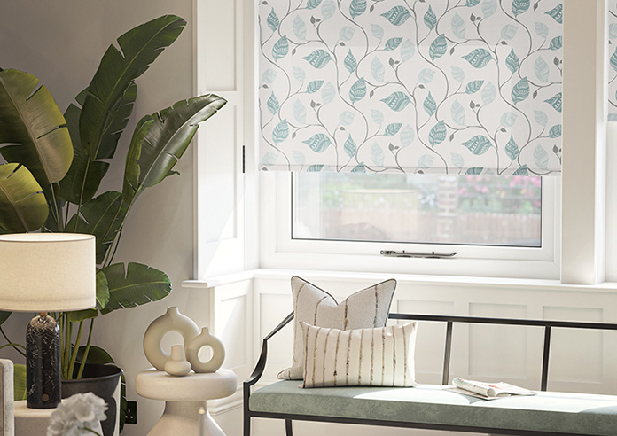 Tribal Leaves, Blue Turquoise - Twist&Fit Roller Blind - Image 5
